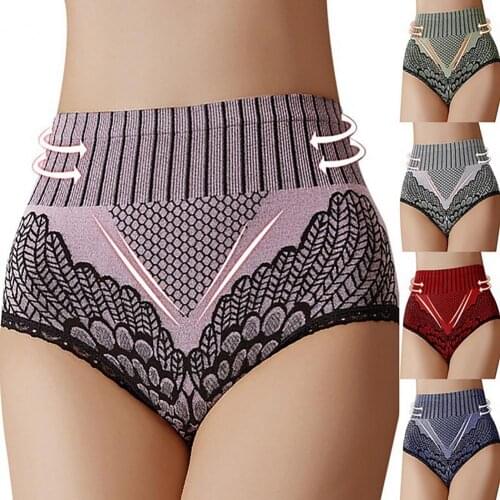 50% Hot Sales Briefs Flower Print Seamless Nylon Stretchy Tummy Control Panties for Women