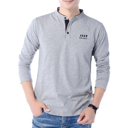 Spring T Shirt Mens T-shirts Long Sleeves V-Neck T Shirt Men Cotton Korean Clothes Breathable Casual Fashion Military T-shirts