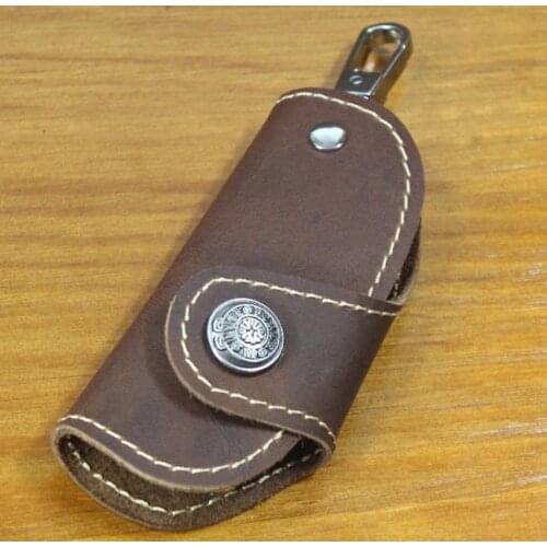 Vintage Women & Mens Full Grain Genuine Leather Key Wallet Car Key holder Case Leather keychain Bag Brown MC804 Free shipping