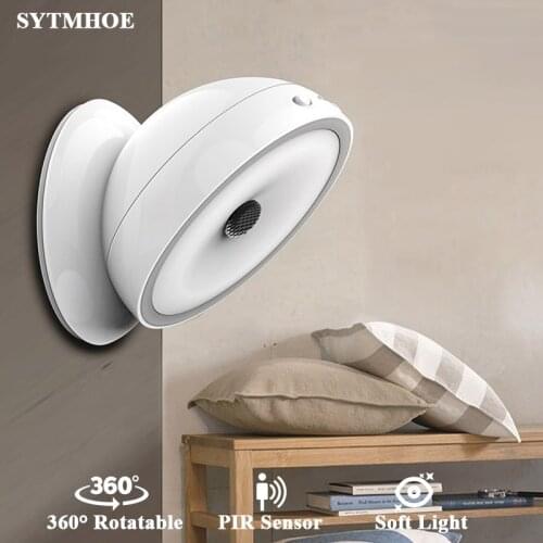 Rotating Wireless Motion Activated Closet Light Led Puck Round Cabinet Lights Spot Under Cabinet Lighting Desk Night Sleep Lamp