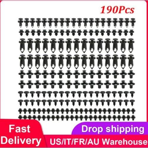 6 Size 190Pcs Auto Bumper Fastener Clip Plastic Push Retainer Pin Rivet Car Door Trim Fenders Panel Clip Kit Auto Accessories