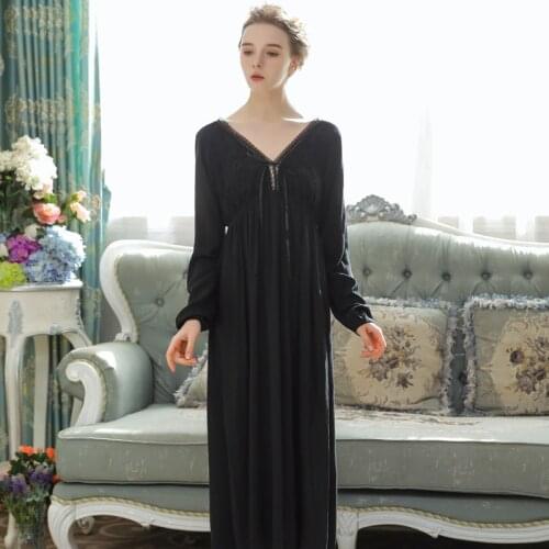 Plus Size Sexy Long-sleeved Cotton Nightgowns Women Summer Dress Lace Sweet Princess Loose Long Night Dress Sleepwear Female