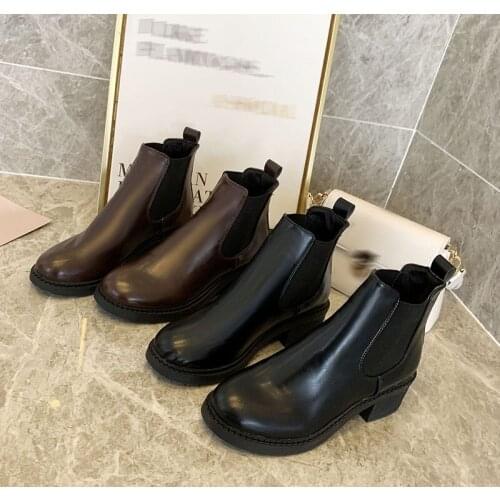 Womens Short Boots, British Style Fashion Round Toe Anklet Boots