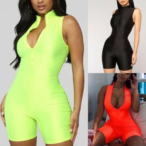 Hot Women Deep V Neck Jumpsuit Palysuit Stretchy Women Summer Rompers Clubwear Streetwear Clothes