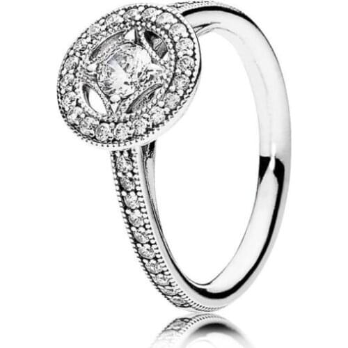 925 Sterling Silver Pan Ring Vintage Allure Clear Cz Ring Stack For Women Wedding Gift Fine EuroPe Jewelry