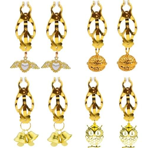 Golden Pendant Nipple clamp Female Breast Massager Nipple Clips Rings Labia Breast Nipple Clamps Sex Bondage Exotic Accessories
