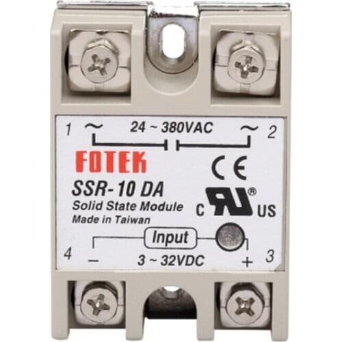 10pcs/lo't SSR-10DA 10A Single-phase Solid State Relay Module input 3-32VDC output 24-380VAC