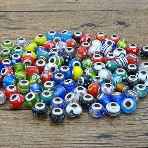 10pcs/lot Mixed European Colorful Lampwork Glass Beads Murano Aolly Charm Bead Fit For Girl DIY Bracelets & Bangles