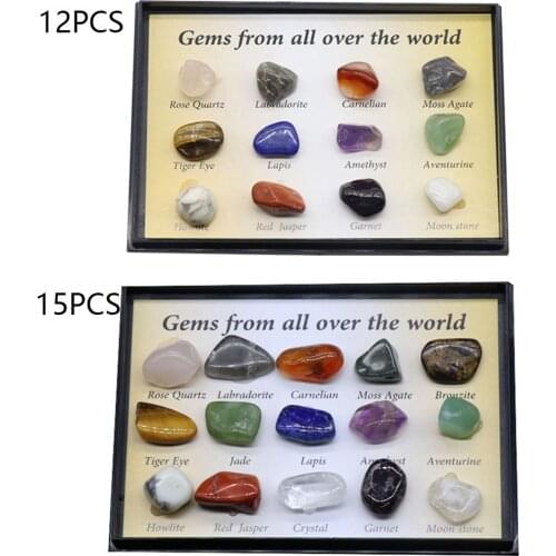 12/15PCS Natural Polished Mineral Ore Samples Quartz Crystal Raw Gemstones Stone Collectible Geography Teaching Decor Gift