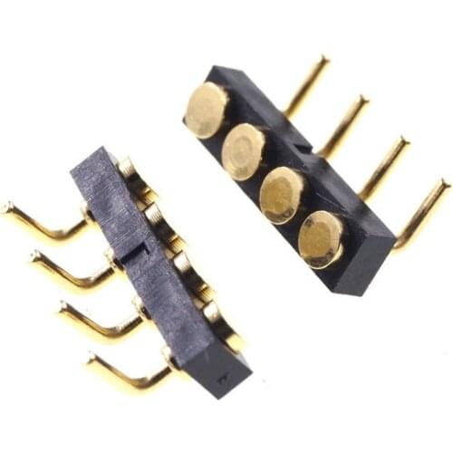 2 pcs 4 Pins Female Target Pins connector Pitch 2.5 mm Through Hole PCB Single Row 2.5 mm Height Angled to Mate Spring Pogo Pin