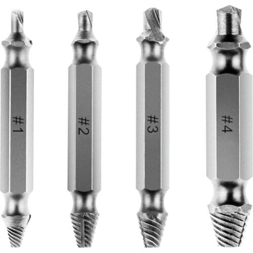 4PCS Double Side Drill Out Damaged Screw Extractor Out Remover Handymen Broken Bolt Stud Removal Tool
