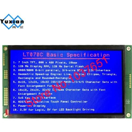 7inch TFT MCU SPI IIC I2C ESP32 800RGB*480 with control ic LT7684 touch panel 8bit parallel 3.3v good quality
