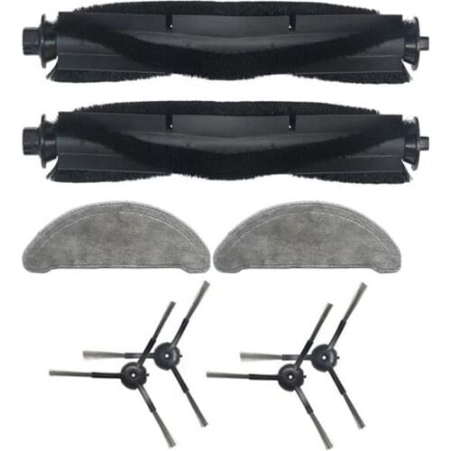 SANQ 8Pcs Main Roller Mop Pad Rag Cloth Side Brush Replacement Parts for Xiaomi Roidmi Eve Plus Robotic Vacuum Cleaner