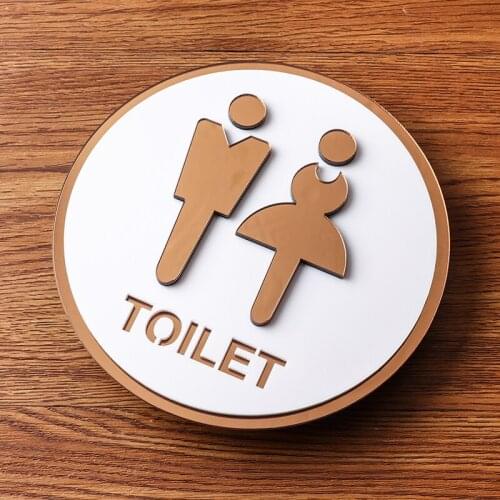 Acrylic WC Door Sign Bathroom Signage Plate Man Women Sign Plaque WC Board Wash Room Sign Wall Sticker Sticky Card