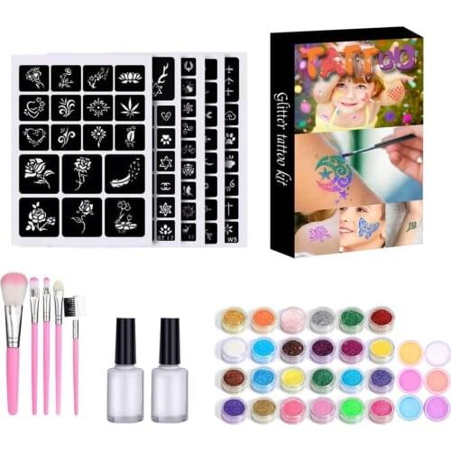 Diamond Glitter Tattoo Kits Temporary Tattoo Set Children Teenagers Adults Color Art Party Makeup Nail Glitter Body Painting