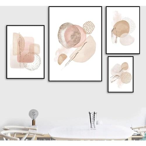 Beige Pink Geometric Wall Art Canvas Painting Abstract Print Boho Posters And Prints Modern Wall Pictures Living Room Home Decor