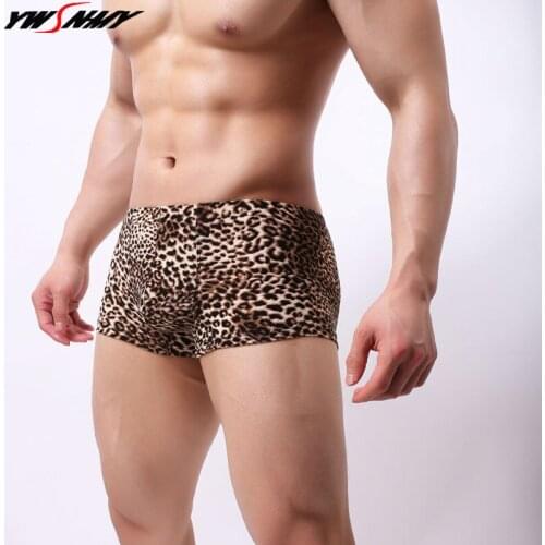 Men Breathable Spandex Nylon Boxers Sexy Mens Leopard Boxer Underwear Bodysuit Soft And Comfortable Underpants 3pcs/lot