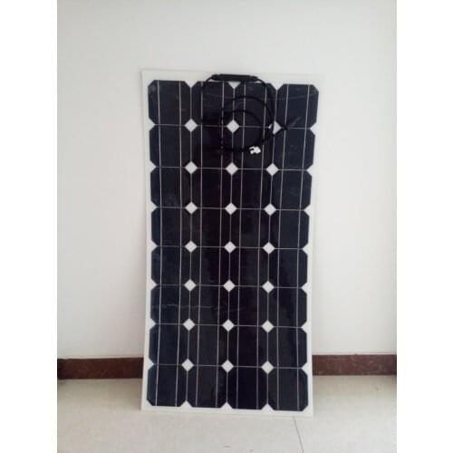 More convenient for customers to use semi-flexible solar panel, 100w, the back of the panel with adhesive glue directly stick