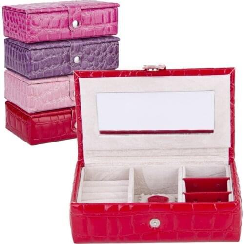 BY8908 PU Display Earring Zipper Jewelry Box Case Women Ring Travel Organizer Bracelet Necklaces Portable Storage