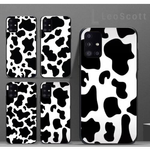 White Black Cow Symbol Pattern Print Phone Case For Samsung A32 A51 A52 A71 A50 A12 A21S S10 S20 S21 Plus Fe Ultra
