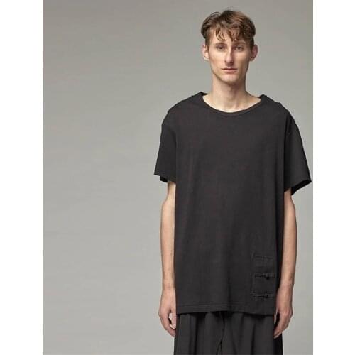 Spring and summer mens short sleeve T-shirt simple loose dark casual large top short sleeve trendy man