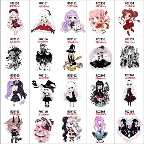 Ghotic Acrylic Resin Cabochon Printed Girl Chracter 10pcs/lot for Earring Bracelet DIY Decorations Accessories