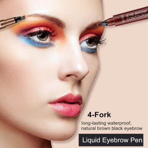 Eyebrow Pen 5 Colors Waterproof 4 Fork Tip Eyebrow Tattoo Pencil Cosmetic Long Lasting Liquid Eye Brow Pencil Free shipping