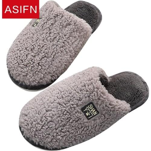 ASIFN Classic Men Winter Warm Fur Slippers Women Boys Girls Slippers House Shoes Flat Heel Home Indoor Bedroom Zapatilla Mujer