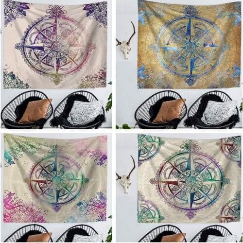Mandala Compass Carpet Bohemian Bedspread Blanket Yoga Mat Beach Towel Indian Mandala Tapestry Wall Hanging Hippie Tapestries