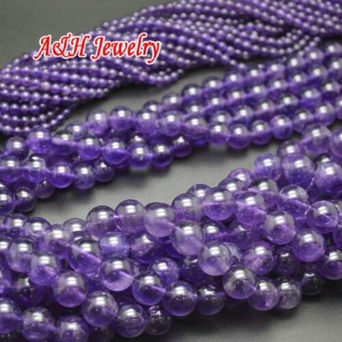 Grade AAA Quality Natural Purple Crystal 4~12mm Round Beads Luxury Jewelry Making Materials
