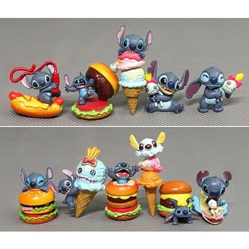 Disney Stitch Anime Dolls Toys Action Figures Mini Decor Landscape Lilo Stitch Figurines Collection Model Toys For Children Gift
