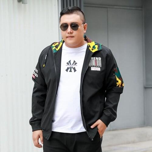 Large size mens camouflage jacket spring and autumn models plus fat increase tide fat tooling jacket multi-pocket loose 9xl