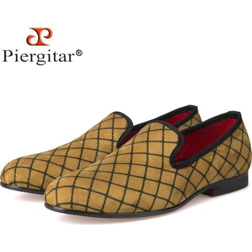 Four Colors Lattice Men Velvet shoes Men Fashion Loafers Plus Size Smoking Slipper Mens Flats Size US 4-14 Free shipping