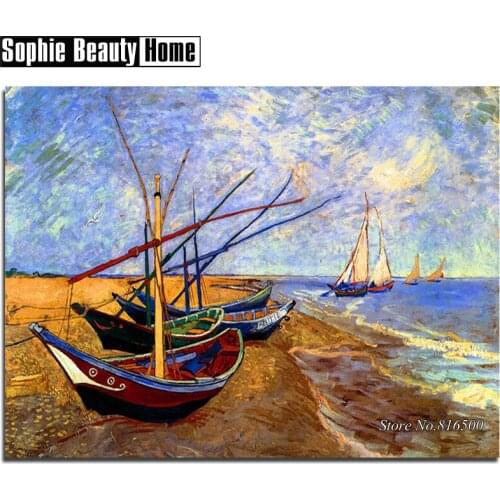 Needlework 5D Diy Diamond Painting Scenery Boat By Sea Cross Stitch Diamond Embroidery Full Drill Diamond Mosaic Picture 187126
