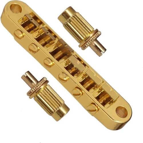 A Set of Gold 6 String Saddle Bridge For Electric Guitar accessories parts Musical instrument