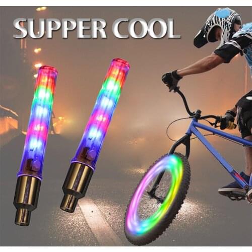2pcs Neon Lights Color Tyre Wheel Valve Cap Light LED Lamp Flash Car Tire Valve Cover Tire Rim Safety Lights for Bicycle