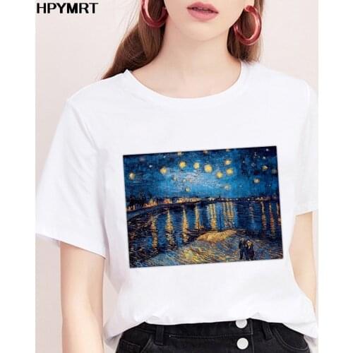 New summer t-shirt Van Gogh Starry sky printed t shirt women Harajuku Retro art pattern tshirt female Short Sleeve tops clothing