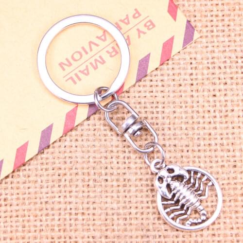 New Fashion Keychain 26x19mm scorpion scorpio zodiac Pendants DIY Men Jewelry Car Key Chain Ring Holder Souvenir For Gift