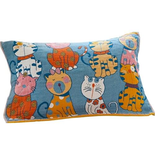 Pure Cotton Pillow Cover One-Pair Package Childrens Cotton Thickening Minimalist Non-Slip Non-Shedding Cartoon Single Couple