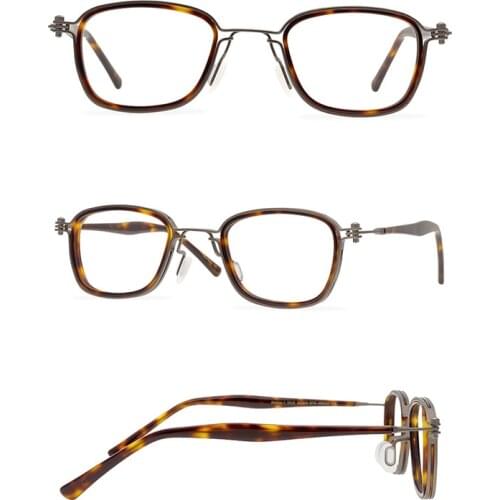 Belight Optical Design Men Acetate With Titanium Retro Vintage Prescription Eyeglasses Spectacle Frame Eyewear TAVAT sc019