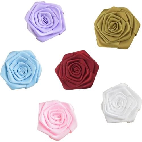 Wholesale 300pcs/lot Boutique 2.36" Satin Silk Rose Flower Rolled Rosettes For Shoes Garment Hair Accessories MH20