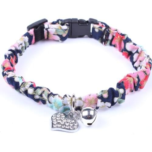 Pleated Dog Cat Folral Collar Necklace Bling Charm and Ring Pet Puppy Elastic Necklace for Dogs Cats Small Medium Adjustable