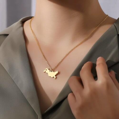 Stainless Steel Russia Map Necklaces for Men Women The Russian Federation Pendant I Love Russia Charm Dainty Daily Jewelry Gift