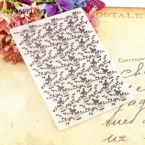PANFELOU 10.5x14.8cm branches leaf Embossing folders Plastic For Scrapbooking DIY Template Fondant Cake Photo Album Card Making