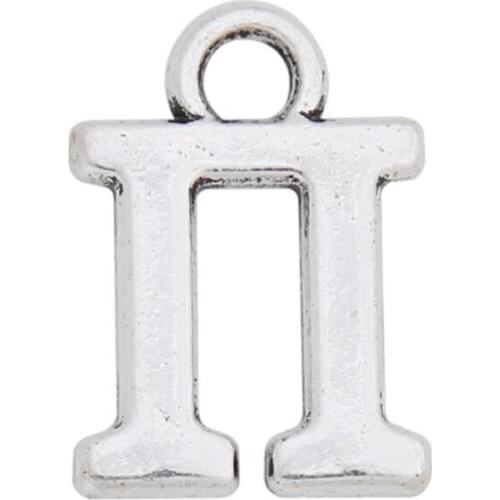 RAINXTAR Fashion Vintage Alloy Greek Letter Pi Charms Greek Alphabet Charms 10*14mm AAC885