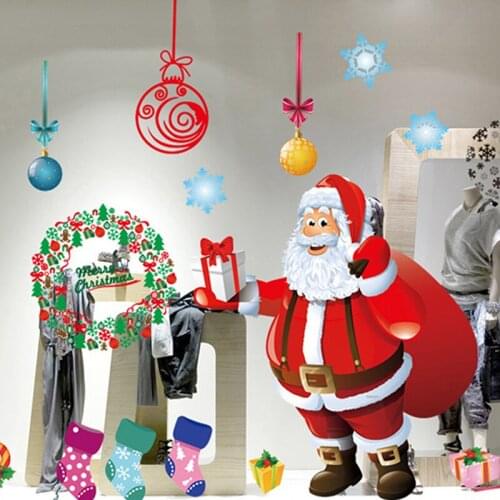 Christmas Tree Decoration Glass Windows Wall Sticker Wall Decals Festival Home Decoration Happy New Year Stickers Wallpaper