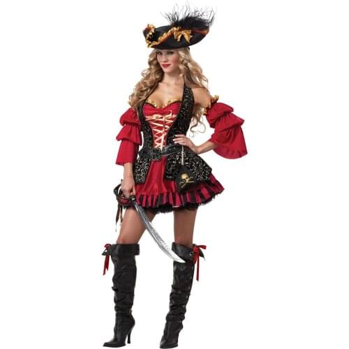 Adult Sexy Pirates of the Caribbean Costume Halloween Carnival Cosplay Women Pirate Fancy Dress