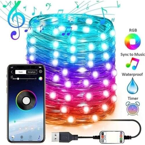 USB LED String Light Bluetooth App Control String Lights Lamp Waterproof Outdoor Fairy Lights For Christmas Tree Decoration