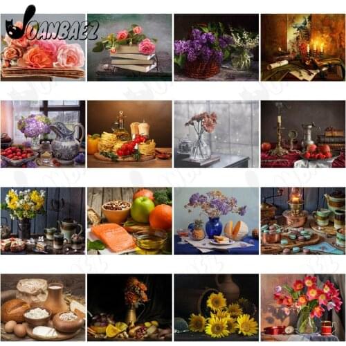 Vintage Sunflower Food Diamond Painting 5D Diy Wall Art Forget-Me-Not Apple Square Diamond Inlaid Home Room Decoration