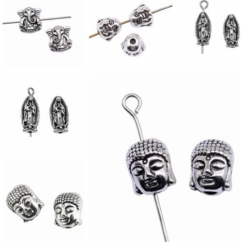 Wecharms bulk charms for jewelry making kit pendant diy jewelry accessories Double-Sided Buddha Small Hole Beads Spacers Beads
